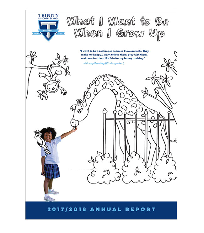 cover illustration for Trinity Episcopal School annual report